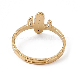 Anillo ajustable de cactus de acero inoxidable con revestimiento de iones (IP) 201 para mujer&nbsp;RJEW-K238-03G
