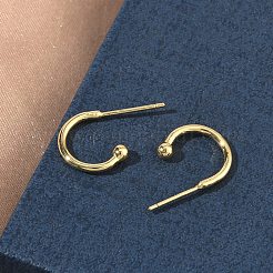 C-образные латунные серьги-гвоздики&nbsp;EJEW-C181-12G