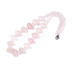 Collane con perline rotonde e coniche di quarzo rosa naturale&nbsp;NJEW-N064-03N