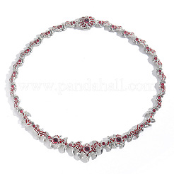 Colliers à maillons en laiton pavé d'épines oculaires pointues en oxyde de zirconium rouge foncé pour hommes&nbsp;FS-WG4F103-01