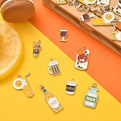 45個9スタイルアロイエナメルペンダント  カドミウムフリー＆ニッケルフリー＆鉛フリー  飲み物  ライトゴールド  ミックスカラー  16~27x8~13x1~2mm  穴：2mm  5個/スタイル&nbsp;ENAM-CJ0003-80