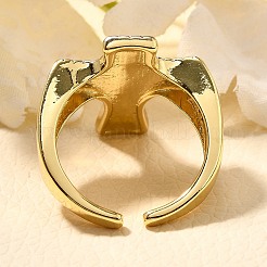 Латунные кольца из манжеты с прозрачным цирконием&nbsp;RJEW-U035-02GP-01