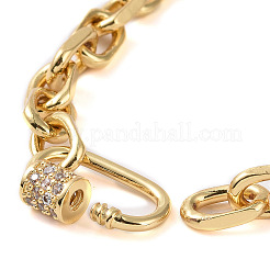 Bracelet chaîne câble en laiton avec mousqueton de verrouillage en zircone cubique transparente pour hommes femmes&nbsp;BJEW-JB08918