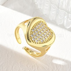 Anillos abiertos de latón con micropavé de circonitas cúbicas para mujer&nbsp;CU-CBA760A-13C-G
