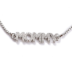 Braccialetti regolabili in ottone con micro pavé di zirconi cubici trasparenti&nbsp;BJEW-L652-16P