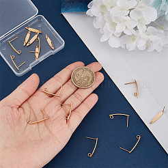 真鍮スタッドピアス16個  垂直ループ付き  馬の目  30個のプラスチック製イヤーナット付き  ゴールドカラー  21.5x4mm  穴：2mm  ピン：0.7mm&nbsp;KK-BC0011-16