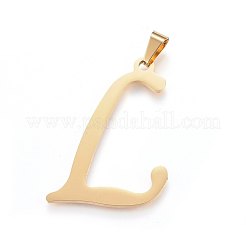 304ステンレススチールペンダントとスタッドピアスジュエリーセット  アルファベット  文字L  46x33x1.7mm  穴：9x4.5mm  16x13x1.5mm  ピン：0.8mm&nbsp;SJEW-P100-12G
