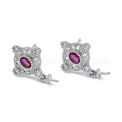Boucles d'oreilles à tige en laiton et zircone cubique en forme de losange&nbsp;KK-B087-04P-1