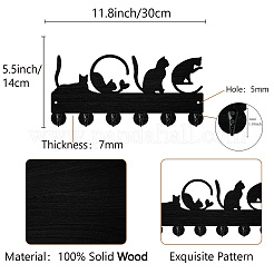 Настенные крючки-вешалки из черного дерева и железа DIY-WH0601-007