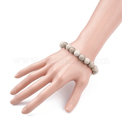 Bracelet extensible en perles de pierre naturelle maifanite/maifan rondes de 10 mm&nbsp;BJEW-JB07088-01