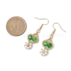 Серьги-подвески из стеклянных бусин ручной работы&nbsp;EJEW-MZ00244-01