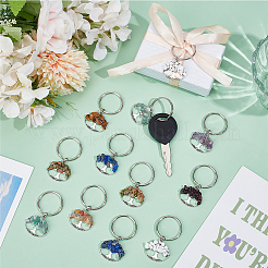 32 шт. 8 цвета натурального драгоценного камня брелок в виде дерева жизни&nbsp;KEYC-PH01571