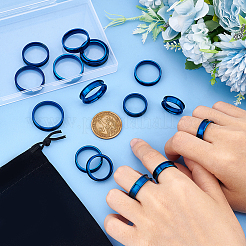 Кольцо из нержавеющей стали 201 с рифлением для женщин и мужчин RJEW-UN0002-51C-BU