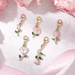 День святого Валентина подвеска из эмалевого сплава в форме розы&nbsp;HJEW-JM02831-01