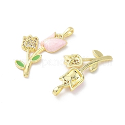 Латунь микропаве фианиты с подвесками из эмали&nbsp;KK-Z134-05G-02