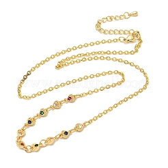 Ожерелья с подвесками в форме сердца из латуни с микропаве и кубическим цирконием&nbsp;NJEW-B157-13G