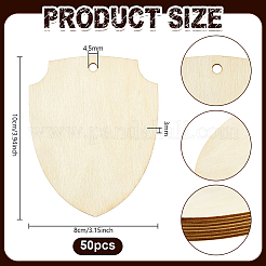盾形の未完成の木板  クラフト用品  パパイヤホイップ  100x80x3mm  穴：4.5mm&nbsp;WOOD-WH0062-57