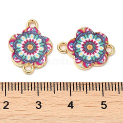 プリント合金エナメルコネクタチャーム  花のリンク  ライトゴールド  カメリア  14x18x1.5mm  穴：1.5mm&nbsp;ENAM-N056-200C