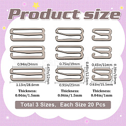 60 шт. 3 крючка для бюстгальтера в форме цифры 9 из сплава для шитья&nbsp;DIY-GF0009-30B