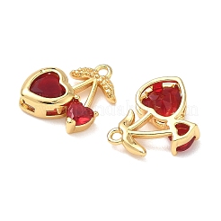 Подвески из латуни с микро паве и красным кубическим цирконием&nbsp;KK-H526-13G