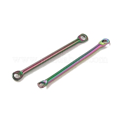 イオンプレーティング（IP）304ステンレススチールコネクタチャーム  バーリンク  虹色  20x2x1mm  穴：1mm&nbsp;STAS-Q323-04E-MC