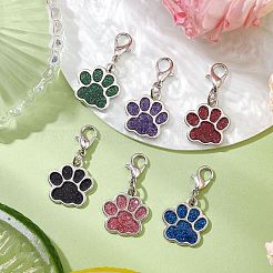 6個 6色 犬の足跡 合金エナメルペンダント装飾  バッグ装飾用の合金留め具チャーム  ミックスカラー  31.5mm  1pc /カラー&nbsp;HJEW-JM02587