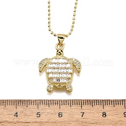 Летние пляжные латунные ожерелья с подвеской в виде черепахи из кубического циркония для женщин NJEW-U039-02G-02