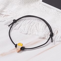女性のためのアイスクリームアクリルエナメルビーズ調節可能なコードブレスレット  ミックスカラー  内径：1-7/8~3-3/8インチ（4.8~8.5cm）&nbsp;BJEW-JB07046