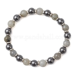 Немагнитные синтетические гематитовые и натуральные лабрадоритовые бусины&nbsp;BJEW-JB13404