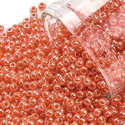 TOHO Round Seed Beads, Japanese Seed Beads, (129) Opaque Luster Pumpkin, 11/0, 2.2mm, Hole: 0.8mm, about 50000pcs/pound