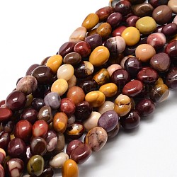 Chapelets de perles pépites de mokaite naturel, pierre roulée, 5~10x6~7x3~7mm, Trou: 1mm, environ 14.9 pouce ~ 15.7 pouces