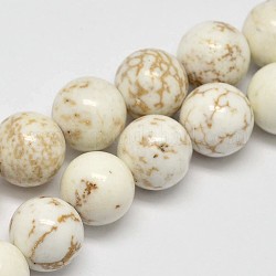 Brins ronds de perles de magnésite naturelle, blanc crème, 10mm, Trou: 1mm, Environ 40 pcs/chapelet, 15.7 pouce