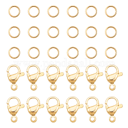 Pandahall 120 pièces 4mm 304 anneaux de saut en acier inoxydable avec 60 pièces fermoirs à griffes de homard pour boucle d'oreille bracelet collier pendentifs bijoux bricolage artisanat fabrication, or