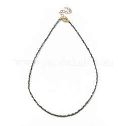 Faceted Rondelle Glass Beaded Necklaces, with Golden Plated Brass Spring Ring Clasps, Dark Olive Green, 14.37 inch(36.5cm)