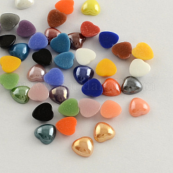 Cabochon in vetro opaco con perle perlato, cuore, colore misto, 11~12x11~12x4.5mm