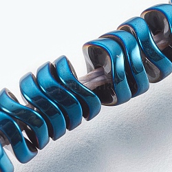 Chapelets de perles hématite électrolytique synthétique sans magnétique, disque ondulé, bleu plaqué, 4x1.5mm, Trou: 0.8mm, Environ 394 pcs/chapelet, 15.7 pouce (40 cm)