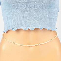 Cuentas de cintura de joyería de verano, cadena para el cuerpo con cuentas de semillas de vidrio, joyas de bikini para mujer niña, vara de oro pálido, 31.5 pulgada (80 cm)