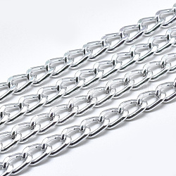 Алюминий обуздать цепи, цепи с алмазной огранкой, с катушкой, несварные, граненые, серебряные, 8.5x5.5x1.6 мм, около 164.04 фута (50 м) / рулон