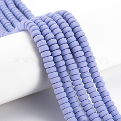 Handmade Polymer Clay Beads Strands, for DIY Jewelry Crafts Supplies, Flat Round, Medium Slate Blue, 6~7x3mm, Hole: 1.5mm, about 113~116pcs/strand, 15.55 inch~16.14 inch(39.5~41cm)