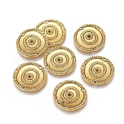Тибетского стиля соединения / разъемы, без свинца и без кадмия, плоско-круглые, античное золото , 22x2 мм, отверстие : 1.5 мм