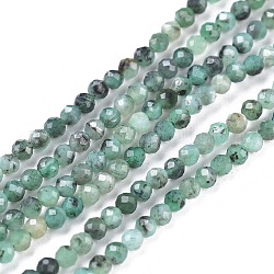 Brins de perles de quartz émeraude naturelle, ronde, facette, 2mm, Trou: 0.5mm, Environ 170~210 pcs/chapelet, 15.16~15.94 pouce (38.5~40.5 cm)