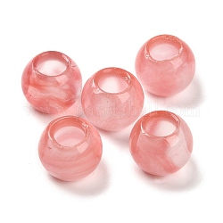 Perlas europeas de vidrio de cuarzo cereza, Abalorios de grande agujero, redondo, 12x9~9.5mm, agujero: 5.5~6 mm