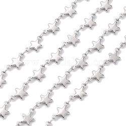 304 acier inoxydable chaînes décoratifs, soudé, avec connecteur étoile, couleur inoxydable, 11x6x1.5mm