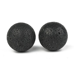 Perles de pierre de lave naturelle, pas de trous / non percés, ronde, pour la fabrication de collier pendentif cage, 60mm