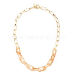 Acrylic & Aluminum Paperclip Chain Necklaces, with 304 Stainless Steel Toggle Clasps, Wheat, 18.11 inch(46cm)
