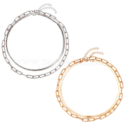 Anattasoul, 4 Uds., 4 clips de aleación de estilo y conjunto de collares de cadena en espiga, collares apilables para mujer, platino y oro, 15.20~17.36 pulgada (38.6~44.1 cm), 1pc / estilo