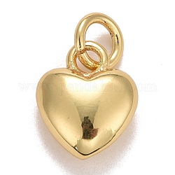 Подвески из латуни с покрытием из настоящего 18-каратного золота, с прыжковых колец, долговечный, без свинца и без кадмия, сердце, реальный 18k позолоченный, 9.5x7.5x3.5 мм, Перейти кольцо: 4.6x0.8 мм, 3 мм внутренним диаметром