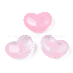 Transparente Acryl Perlen, Zwei-Ton-, Nachahmung Edelstein-Stil, Herz, rosa, 15.5x21x9.5 mm, Bohrung: 2 mm, ca. 235 Stk. / 500 g