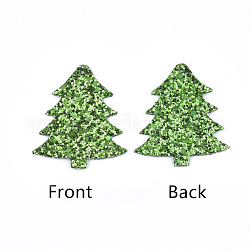 Grandi ciondoli in pelle, con paillettes glitterate / paillette, albero di Natale, verde, 55x47x2mm, Foro: 1.6 mm