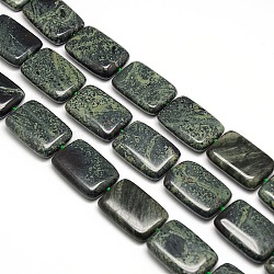 Natural Rectangle Moss Agate Beads Strands, 25x18x7mm, Hole: 1mm, about 16pcs/strand, 15.74inch